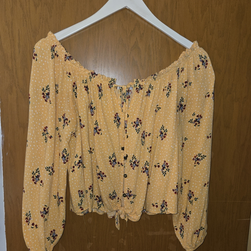 Jolt Yellow Floral Off-Shoulder Blouse